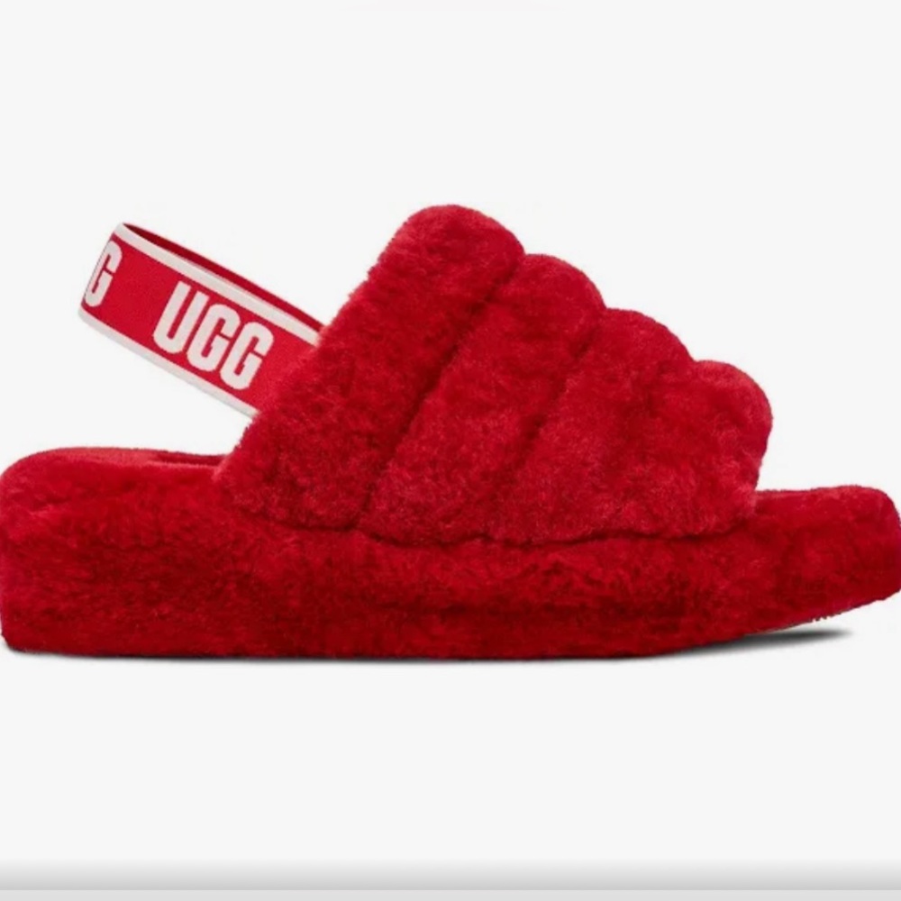 UGG Fluff Yeah Women's Slingback Slide Slippers in Samba Red
